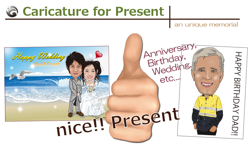 Caricature for present, git, anniversary
